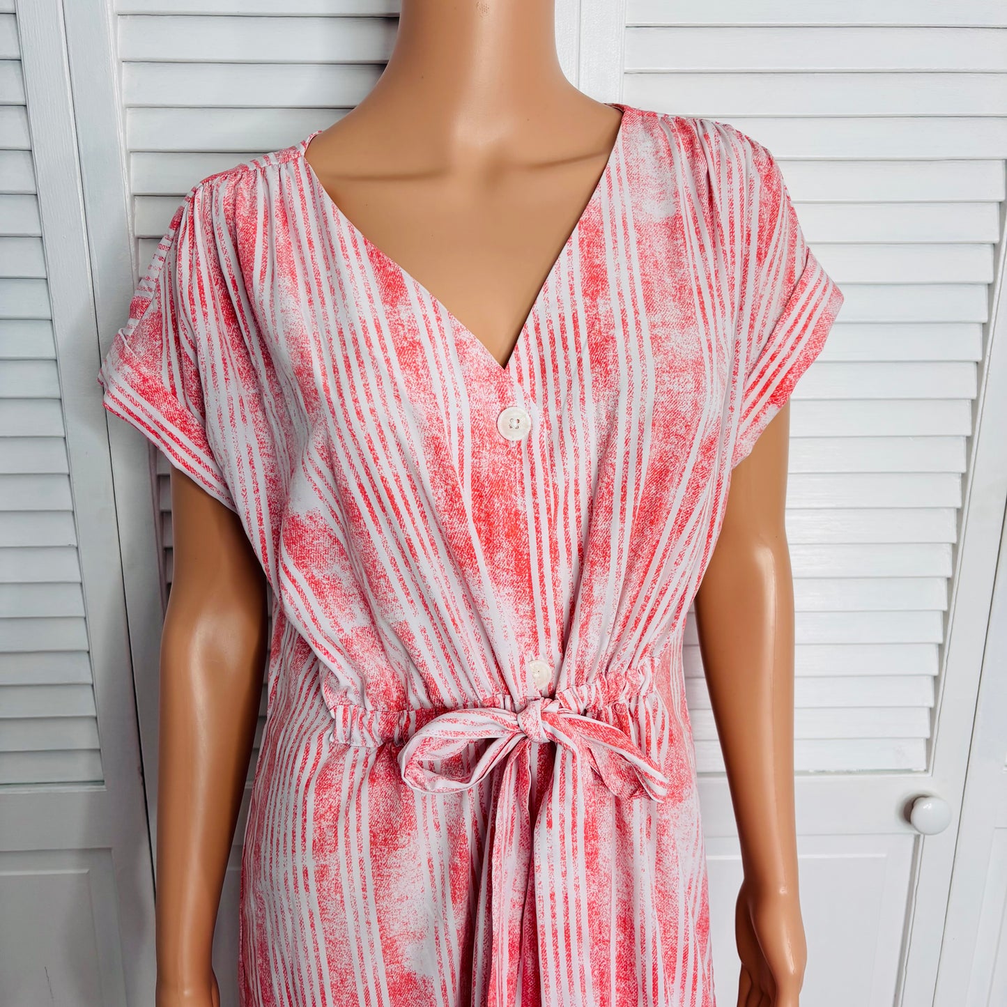 ROCK & REPUBLIC Pink Striped Short Sleeve Button Down Dress Size Large