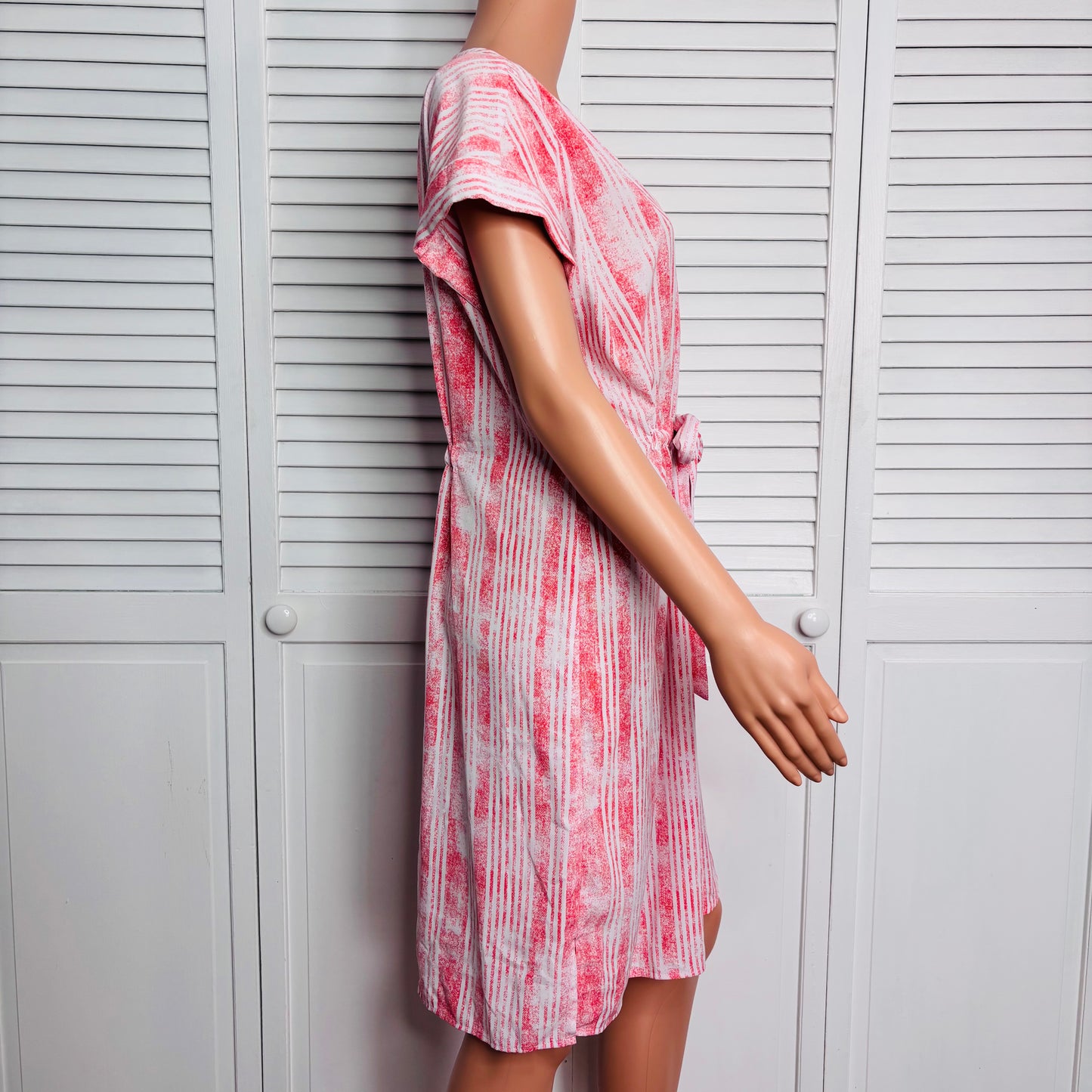 ROCK & REPUBLIC Pink Striped Short Sleeve Button Down Dress Size Large