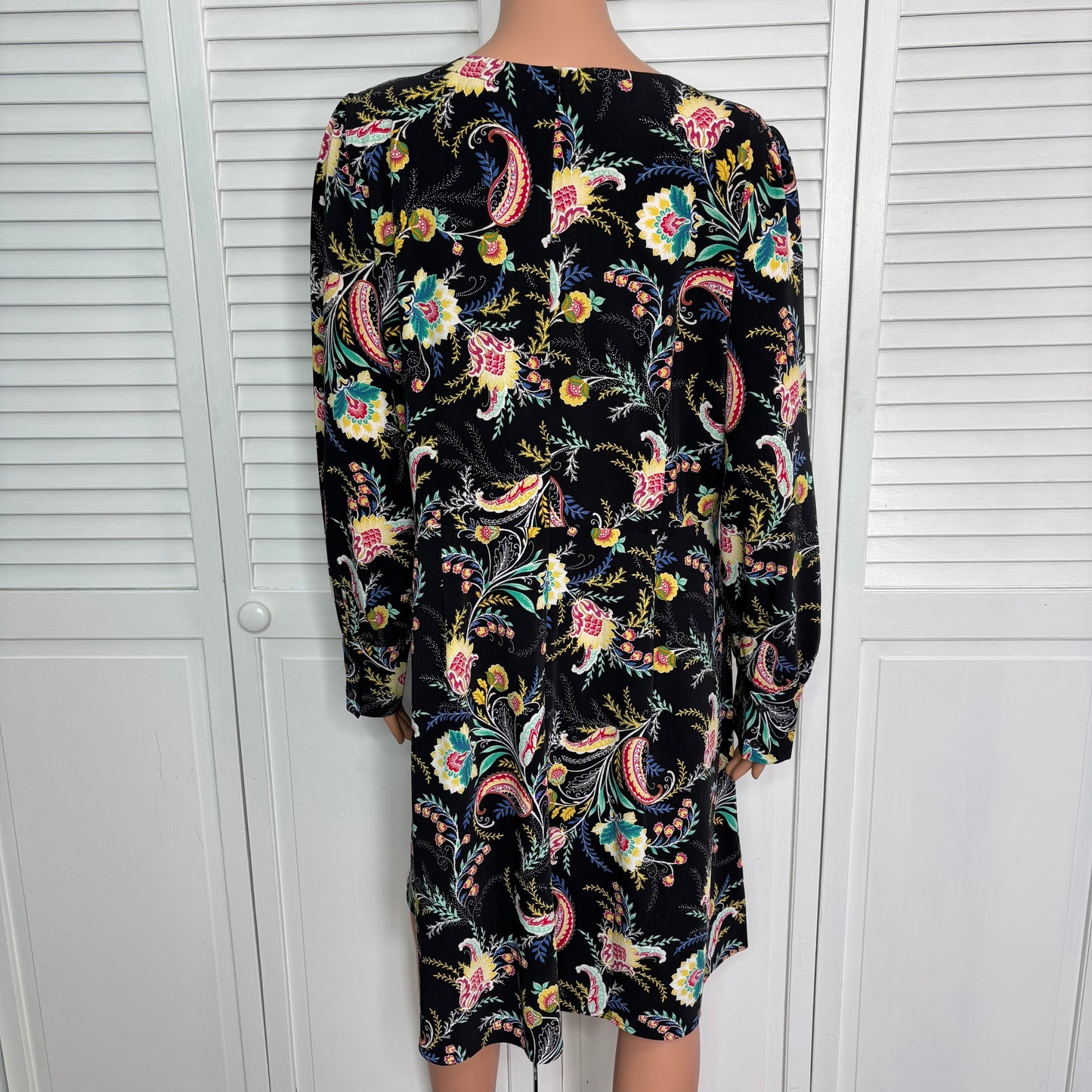 New LOFT Paisley Floral Long Sleeve Shift Dress Size 14