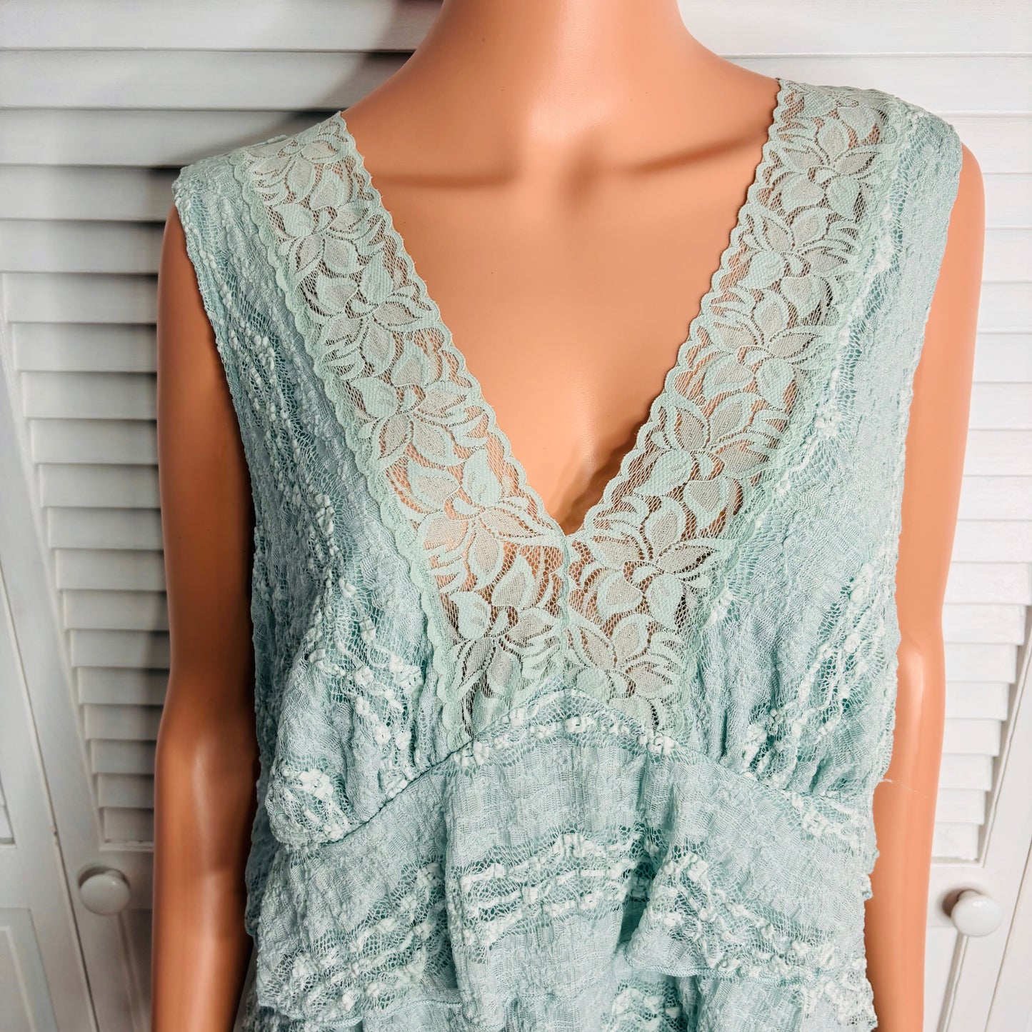 *NEW*LANE BRYANT Aqua Lace Ruffle Tank Top Size 18/20