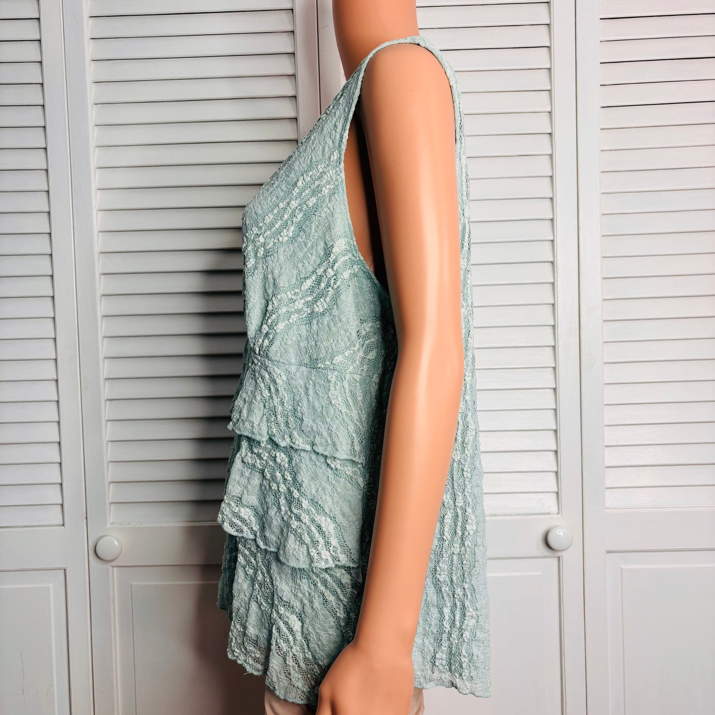 *NEW*LANE BRYANT Aqua Lace Ruffle Tank Top Size 18/20