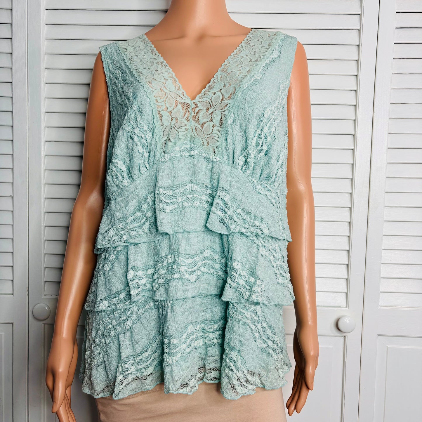 *NEW*LANE BRYANT Aqua Lace Ruffle Tank Top Size 18/20