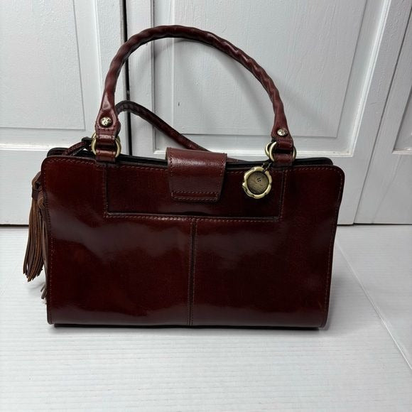 PATRICIA NASH Cognac Brown Leather Satchel Handbag Purse