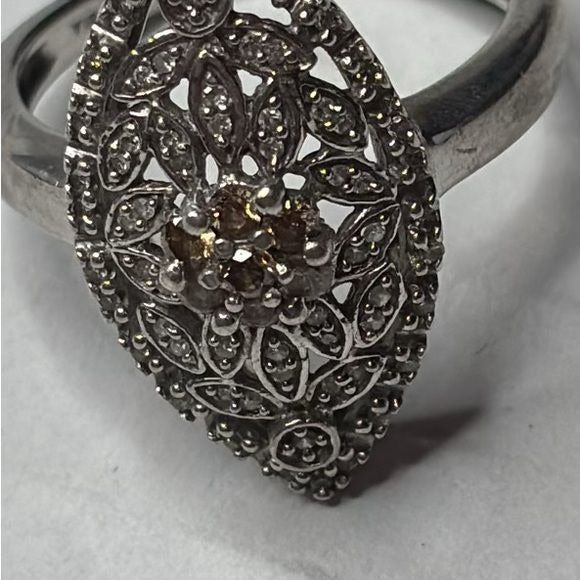 AFFINITY DIAMONDS Sterling Silver Filigree 1/3ct Ring Size 7
