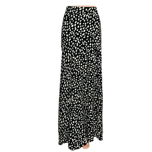 New RUMER THE LABEL Catalina Maxi Skirt Black White Side Slit Size Small