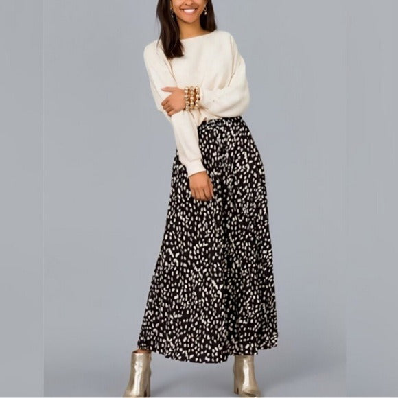 New RUMER THE LABEL Catalina Maxi Skirt Black White Side Slit Size Small