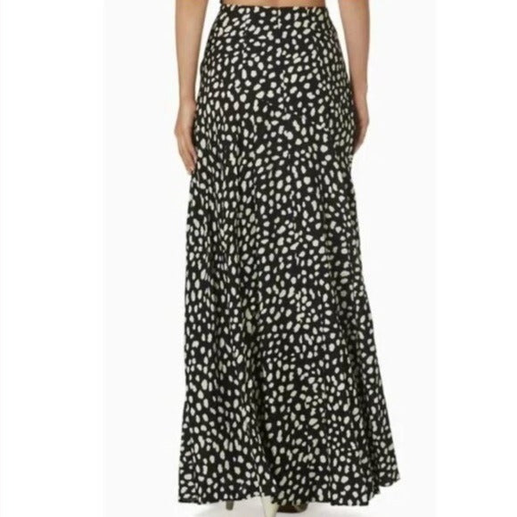New RUMER THE LABEL Catalina Maxi Skirt Black White Side Slit Size Small