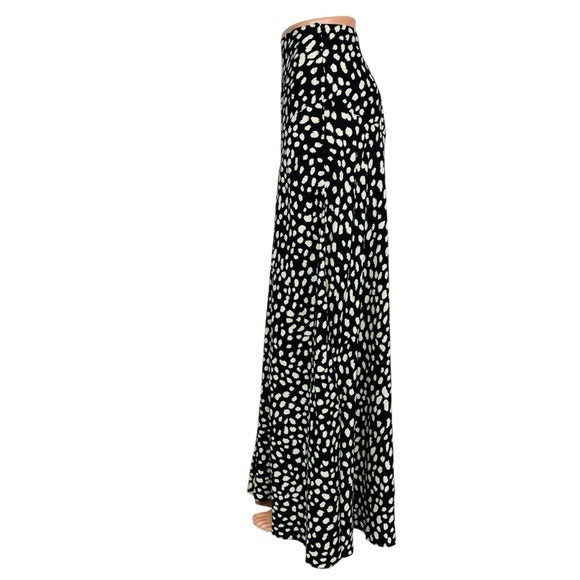 New RUMER THE LABEL Catalina Maxi Skirt Black White Side Slit Size Small
