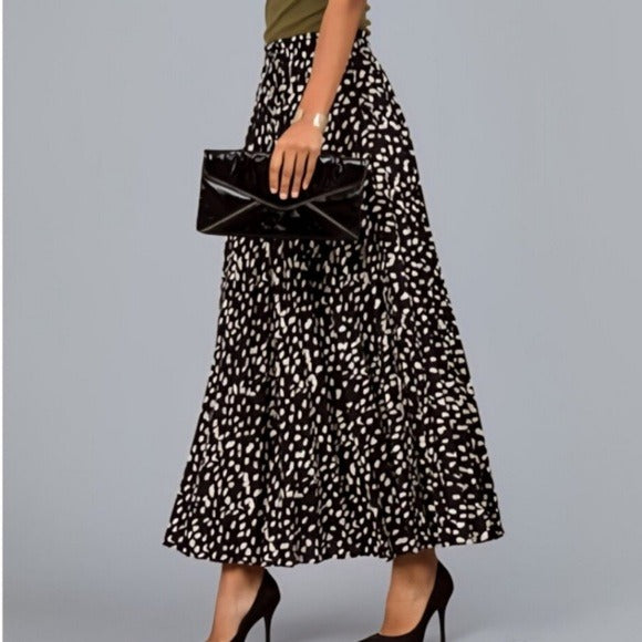 New RUMER THE LABEL Catalina Maxi Skirt Black White Side Slit Size Small