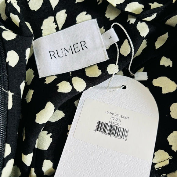 New RUMER THE LABEL Catalina Maxi Skirt Black White Side Slit Size Small