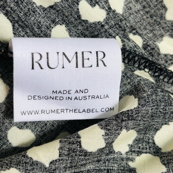 New RUMER THE LABEL Catalina Maxi Skirt Black White Side Slit Size Small