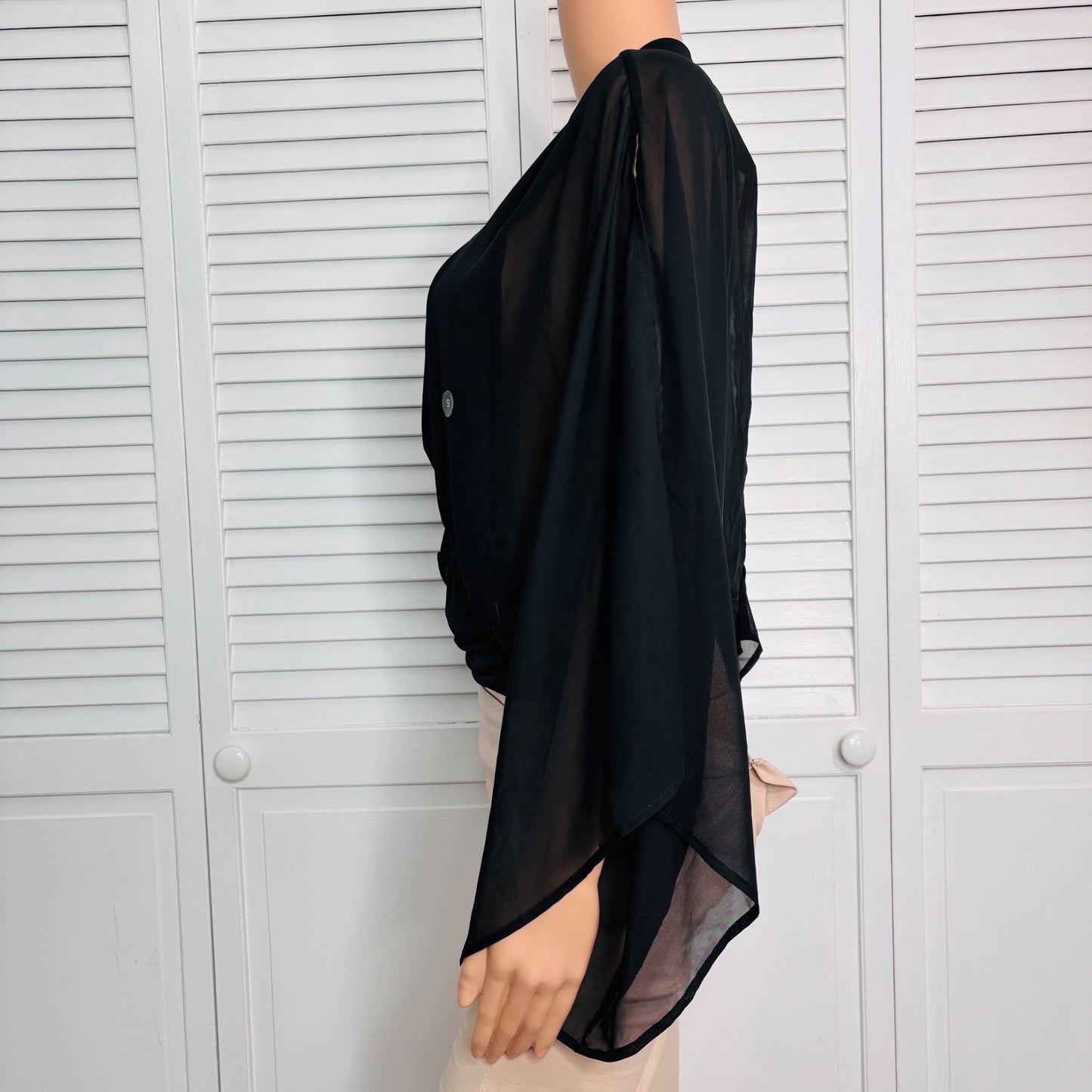 NEW NEW YORK & COMPANY Draped V-Neck Blouse in Black Size Small