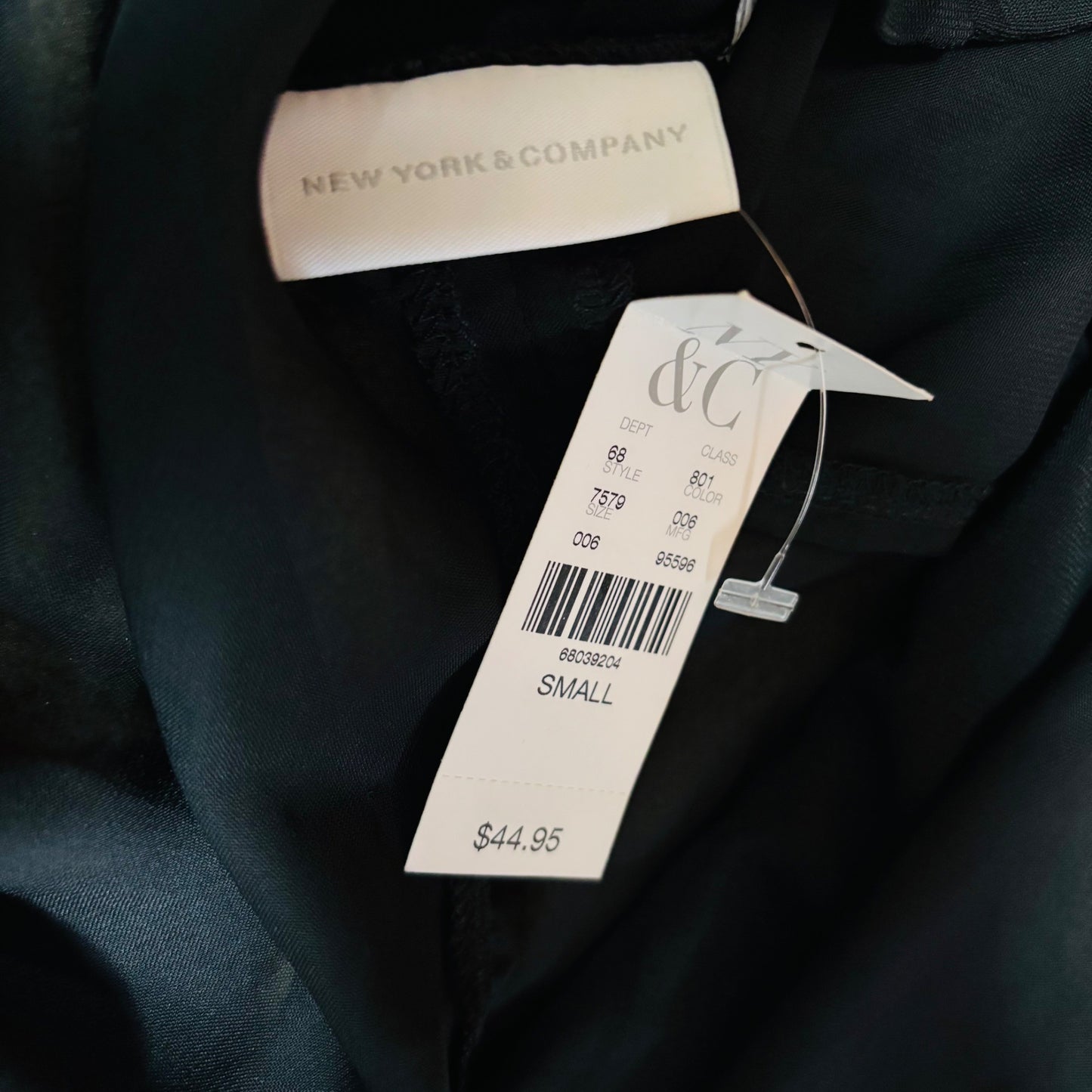 NEW NEW YORK & COMPANY Draped V-Neck Blouse in Black Size Small