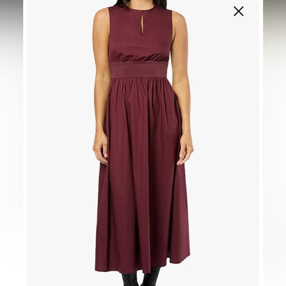 NEW WEWOREWHAT Keyhole Midi Dress in Eggplant Size Small