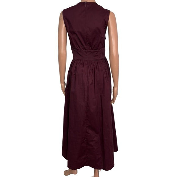 NEW WEWOREWHAT Keyhole Midi Dress in Eggplant Size Small