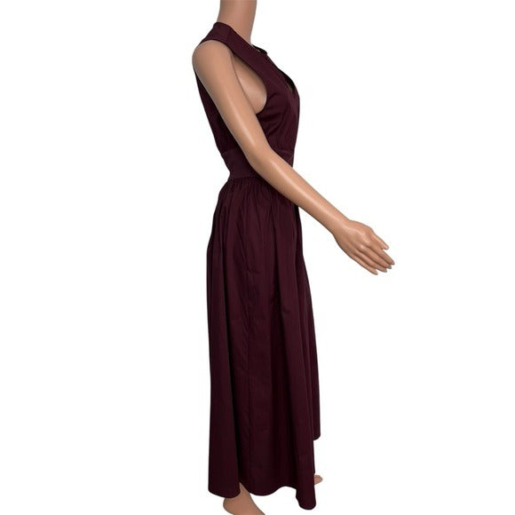NEW WEWOREWHAT Keyhole Midi Dress in Eggplant Size Small