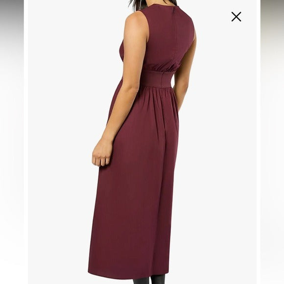 NEW WEWOREWHAT Keyhole Midi Dress in Eggplant Size Small