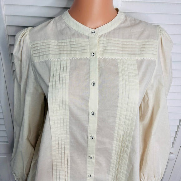 JOIE Porcelain Vesta Long Sleeve Button Down Blouse Size Large