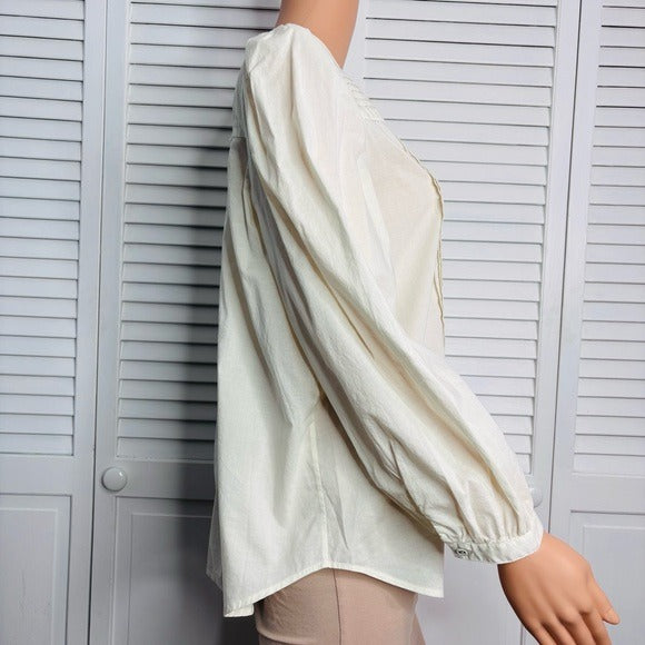 JOIE Porcelain Vesta Long Sleeve Button Down Blouse Size Large