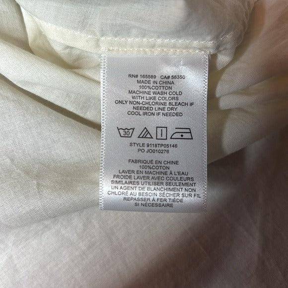 JOIE Porcelain Vesta Long Sleeve Button Down Blouse Size Large