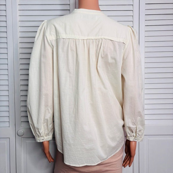 JOIE Porcelain Vesta Long Sleeve Button Down Blouse Size Large