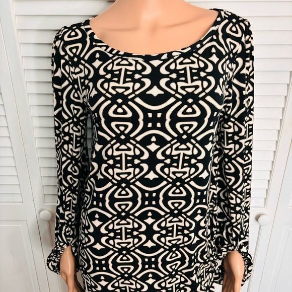 LAUNDRY BY SHELLI SEGAL Boat Neck Printed Matte Jersey Shift Dress Size 8