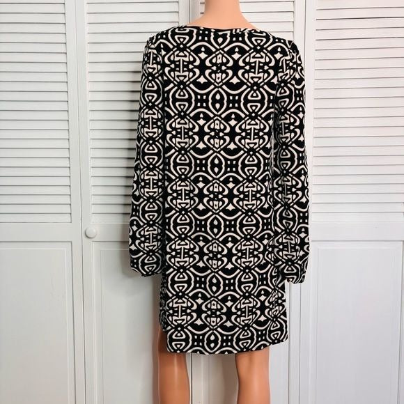 LAUNDRY BY SHELLI SEGAL Boat Neck Printed Matte Jersey Shift Dress Size 8