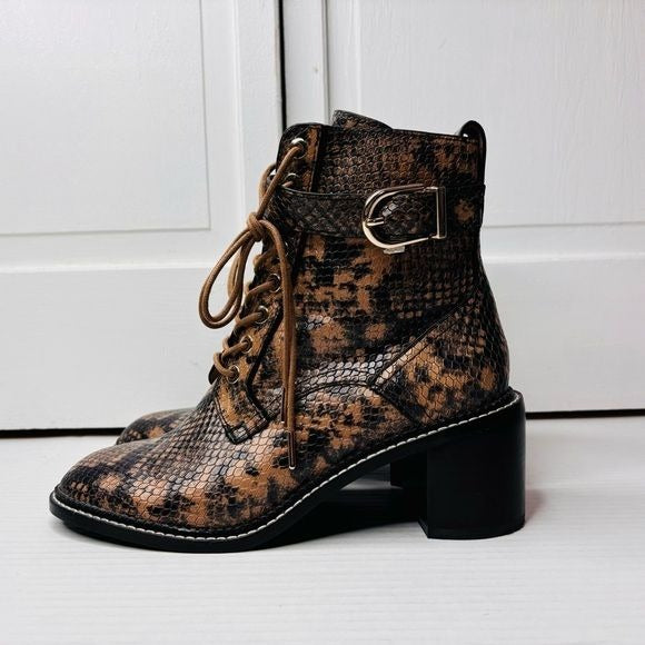 JOIE Rawly Rosewood Python Ankle Boot Size 8