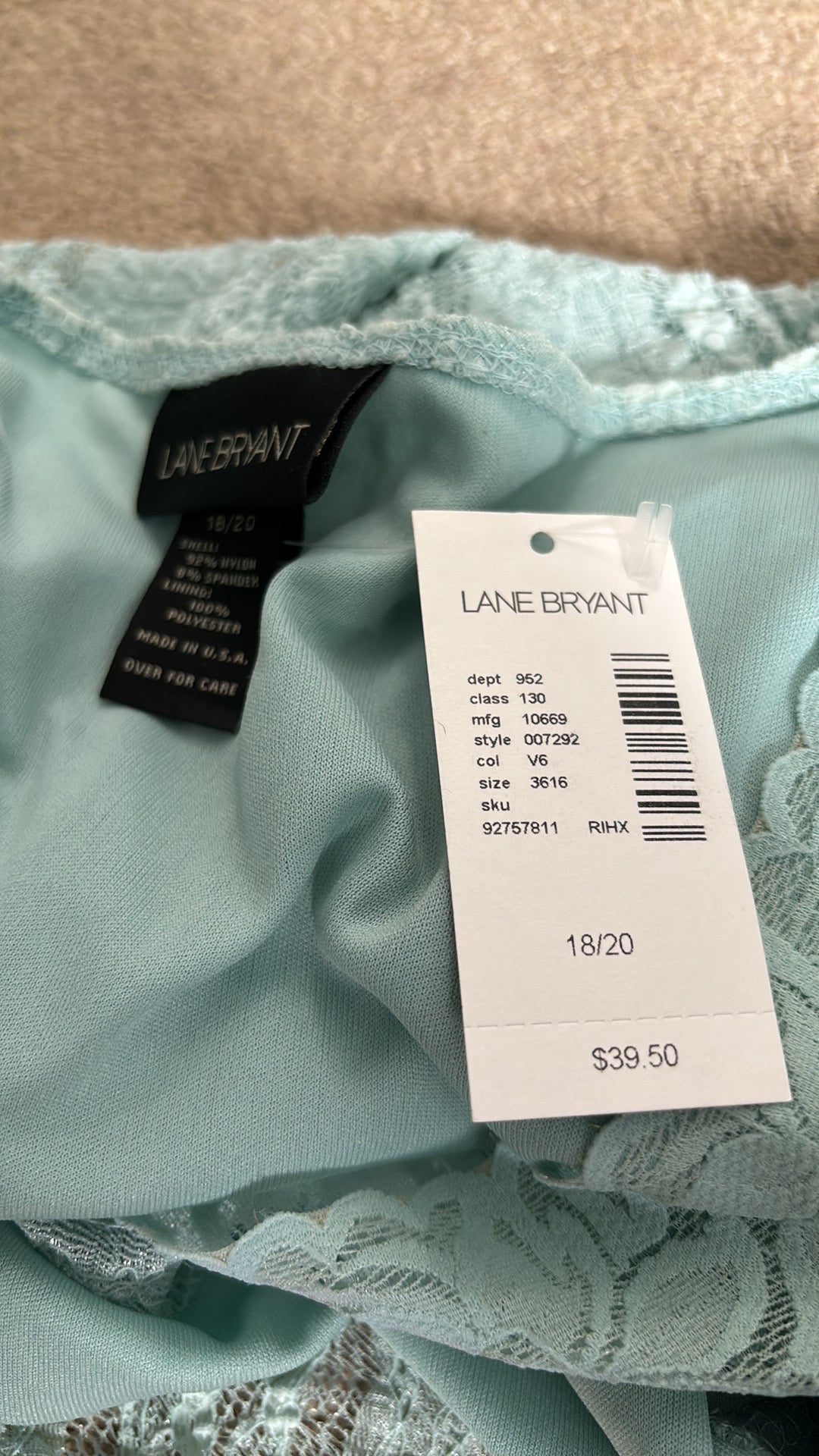 *NEW*LANE BRYANT Aqua Lace Ruffle Tank Top Size 18/20