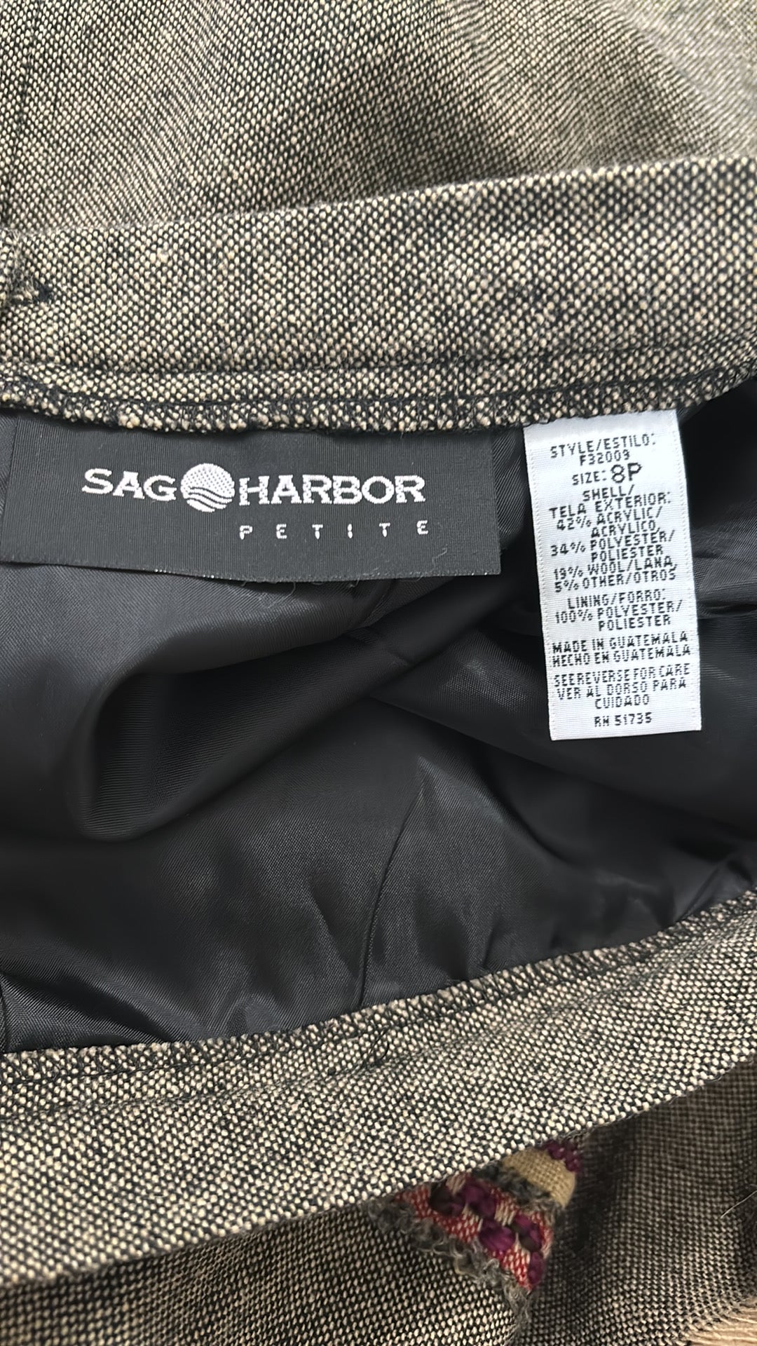 SAG HARBOR Petite Vintage Brown Peruvian Pencil Skirt Size 8P