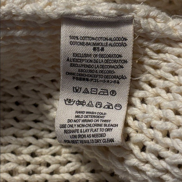 FREE PEOPLE Ivory Maxi Open-Knit Fringe Cardigan Sweater Size Small