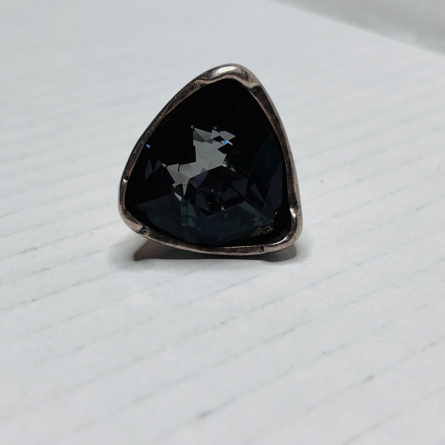 UNO DE 50 Star Tremendous Gray Swarovski Triangle Statement Ring Size 7.5