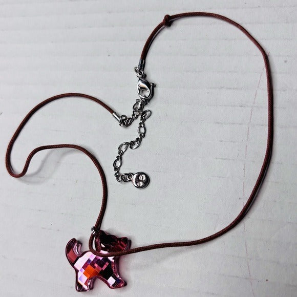 SWAROVSKI Crystal Pink Dog Pendant Necklace
