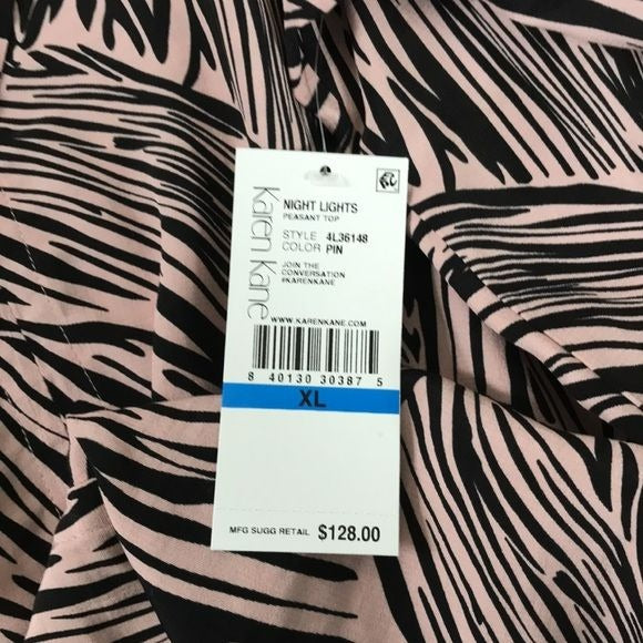 *NEW* KAREN KANE Night Lights Animal Print Peasant Blouse Size XL