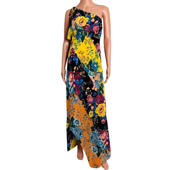 DIANE VON FURSTENBERG Multicolor One Shoulder Asymmetrical Dress Size Medium