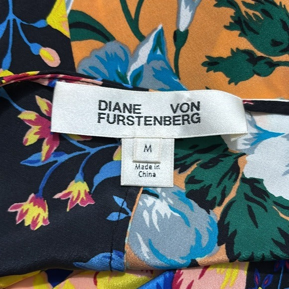 DIANE VON FURSTENBERG Multicolor One Shoulder Asymmetrical Dress Size Medium