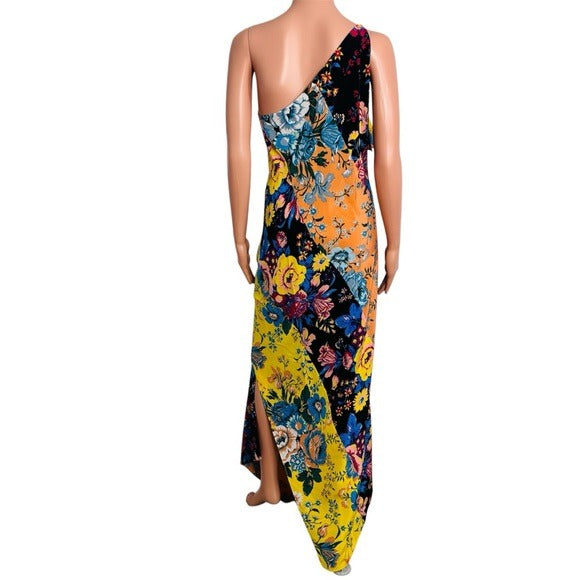 DIANE VON FURSTENBERG Multicolor One Shoulder Asymmetrical Dress Size Medium