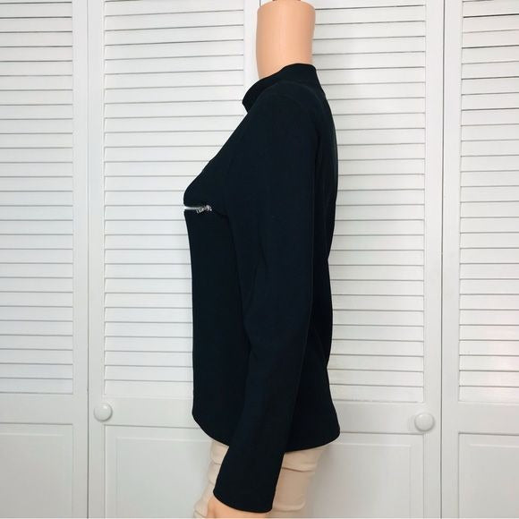 BURTON Black Ribbed Zip Up Sweater Size Small