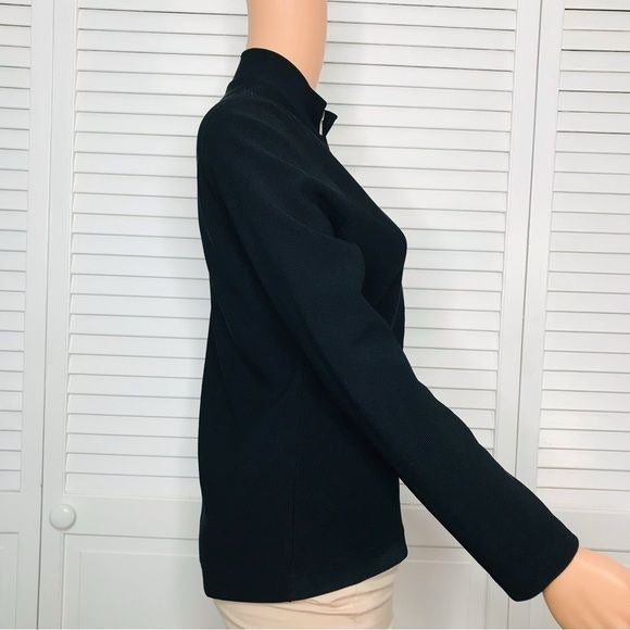 BURTON Black Ribbed Zip Up Sweater Size Small