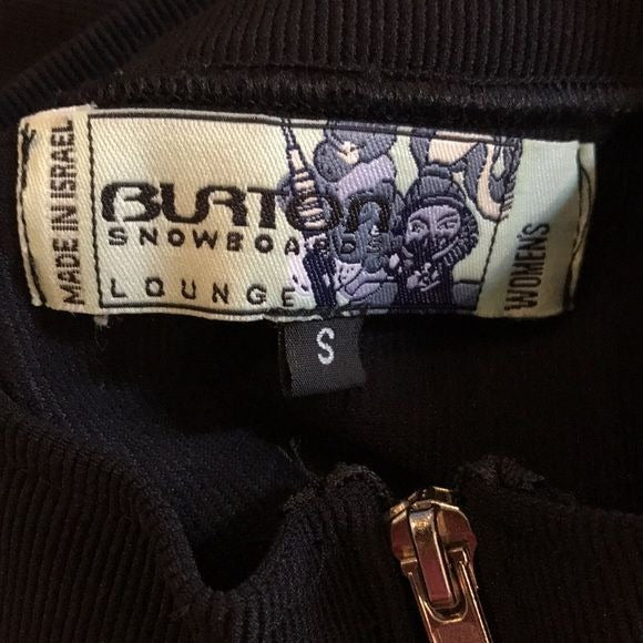 BURTON Black Ribbed Zip Up Sweater Size Small