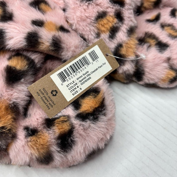 New TOMS Leopard Print Fuzzy Slippers Size 9