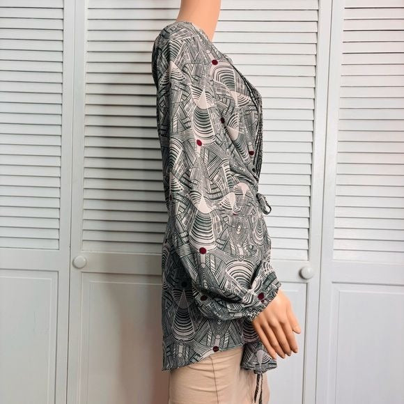 *NEW* MELISSA MCCARTHY Seven Gray Geometric Print Tunic Blouse Size 2X
