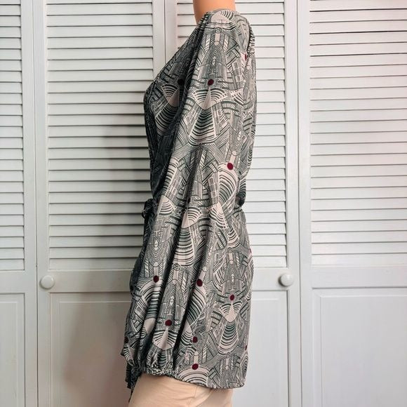 *NEW* MELISSA MCCARTHY Seven Gray Geometric Print Tunic Blouse Size 2X