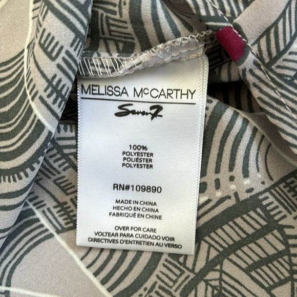 *NEW* MELISSA MCCARTHY Seven Gray Geometric Print Tunic Blouse Size 2X