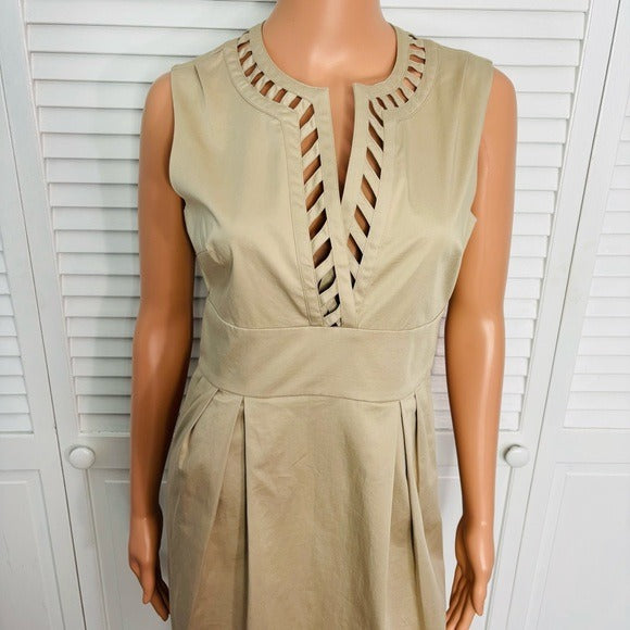 ADAM by Adam Lippes Sleeveless V-Neck Dress in Khaki Size 4