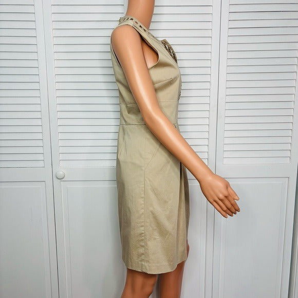 ADAM by Adam Lippes Sleeveless V-Neck Dress in Khaki Size 4