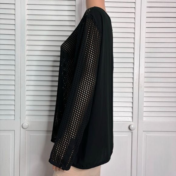 BANANA REPUBLIC Black Fishnet Pullover Long Sleeve Blouse Size XL