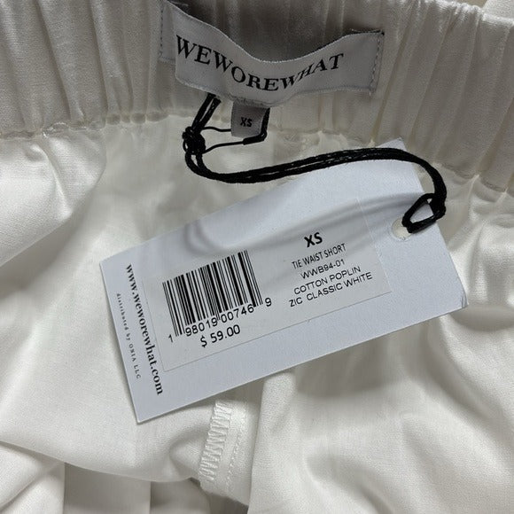 *New* WEWOREWHAT Cotton Poplin Tie Waist Shorts in White Size XS