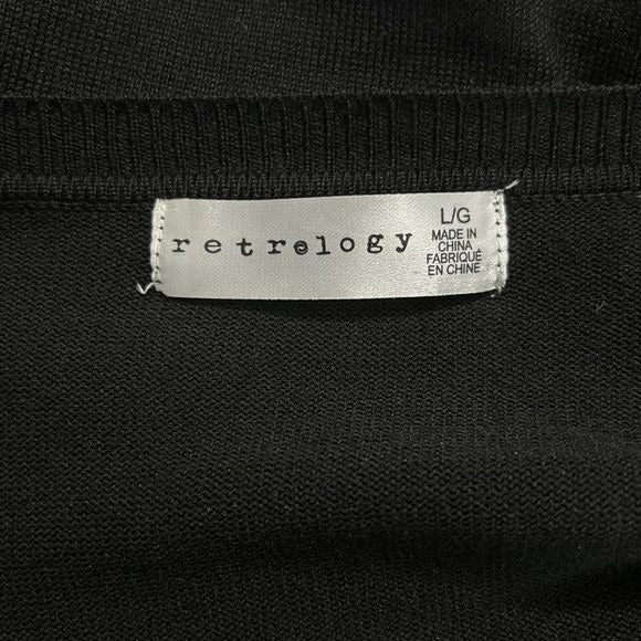 RETROLOGY Black Boat Neck Black Button Cuff Sweater Size Large