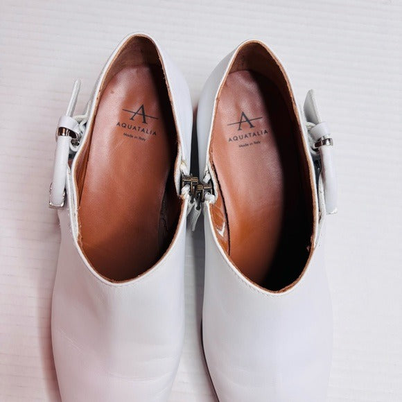 AQUATALIA White Ferry Waterproof Leather Bootie Size 8